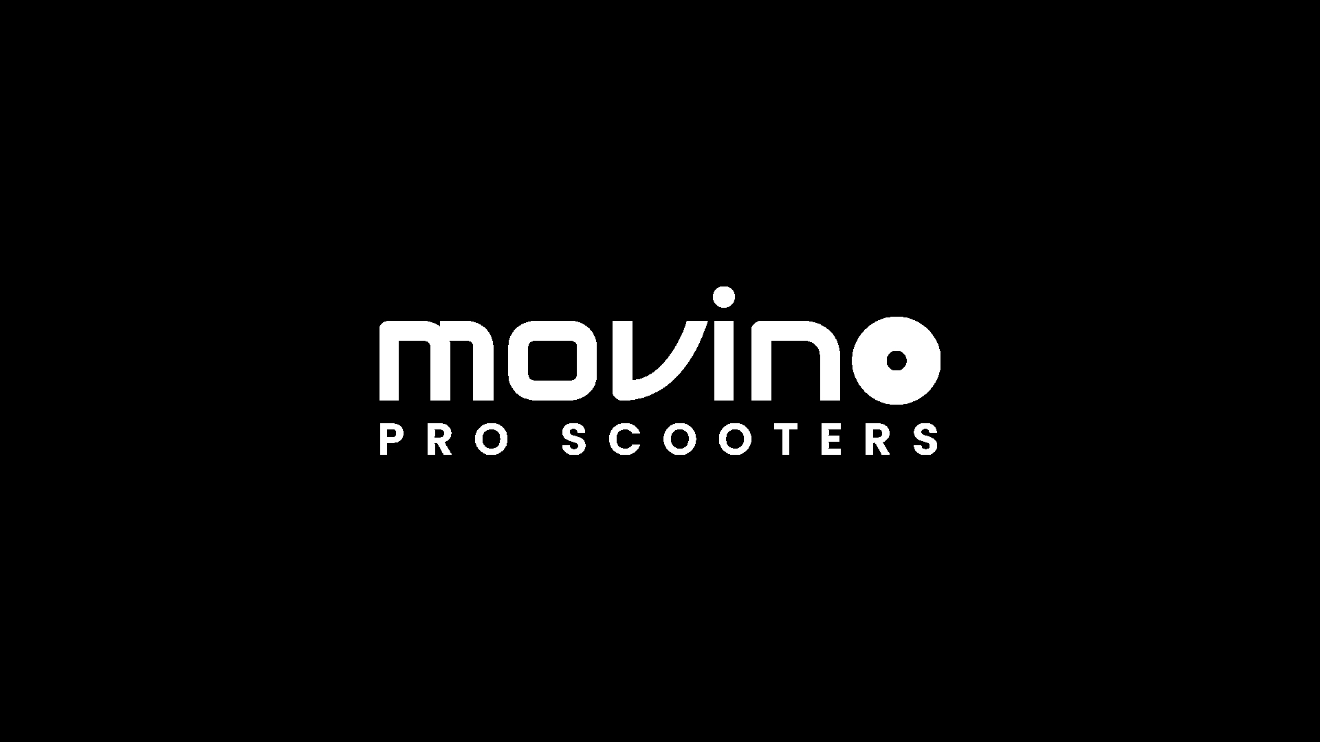 Movino pro scooter écrit en blanc sur fond noir. Vidéaste & Photographe